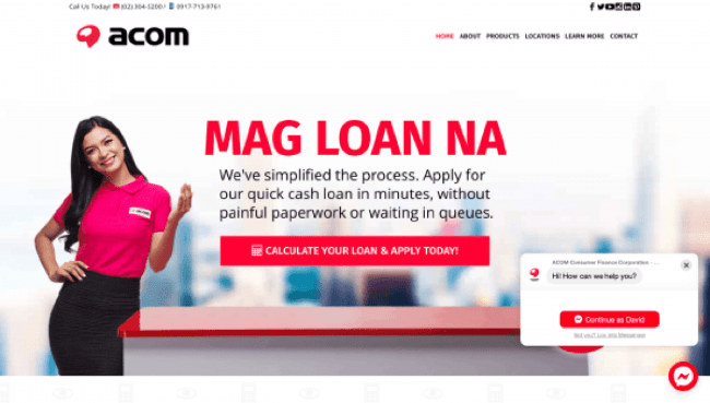 Acom website screenshot