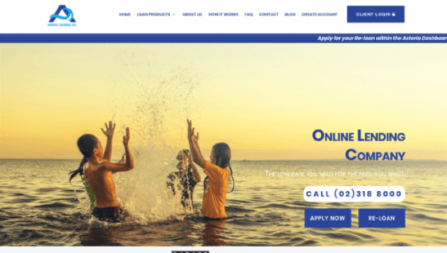 Asteria Bank website screenshot