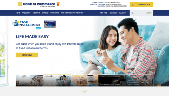 Bank of Commerce website screenshot