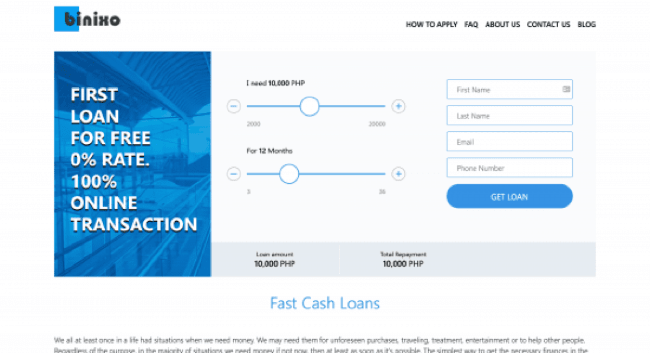 Binixo website screenshot