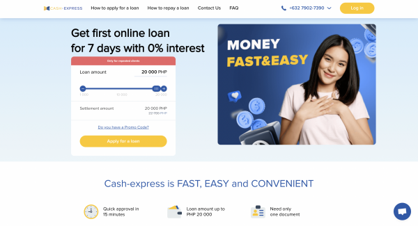 Cash Express website screenshot