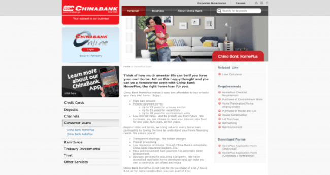 Chinabank website screenshot