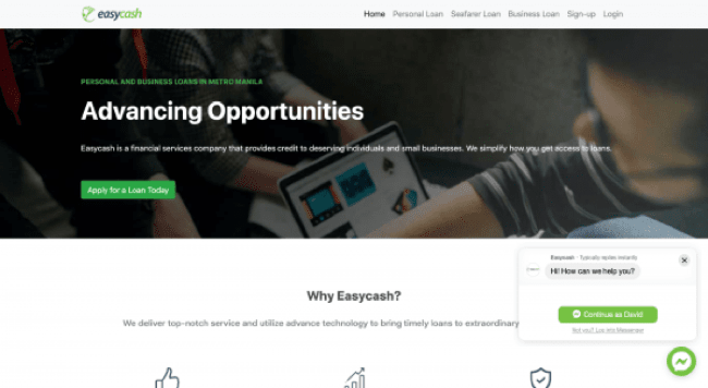 Easycash website screenshot