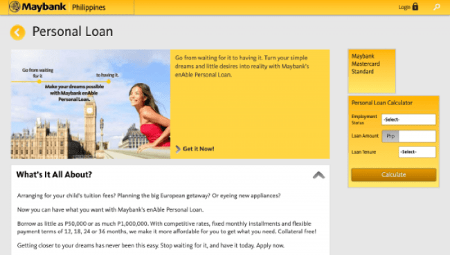 Maybank website screenshot