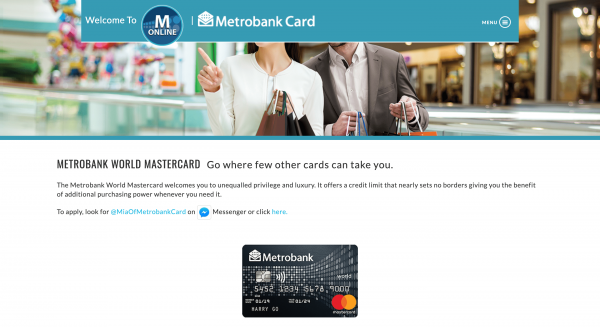 Metrobank Card website screenshot