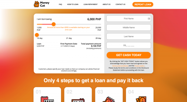 MoneyCat website screenshot
