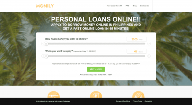 Monily website screenshot