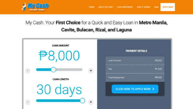 My Cash website screenshot