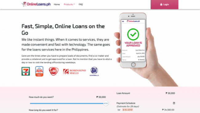OnlineLoans website screenshot