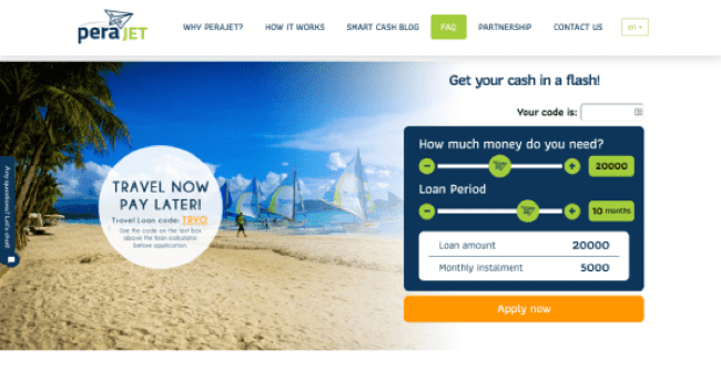 PeraJet website screenshot