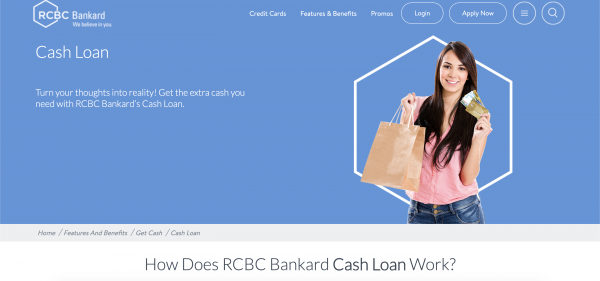 RCBC Bankcard Cash Loan website screenshot