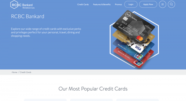 RCBC Bankcard website screenshot