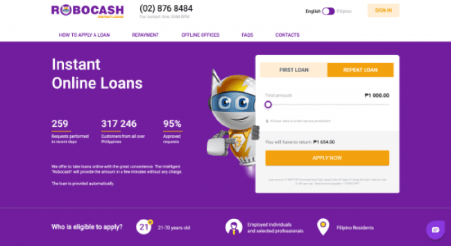 Robocash website screenshot
