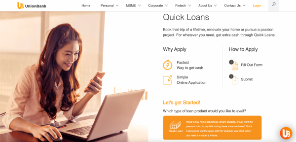 UnionBank website screenshot